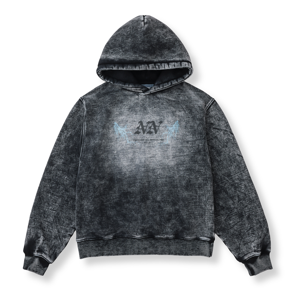 FADED BLEACH HOODIE(BLACK)