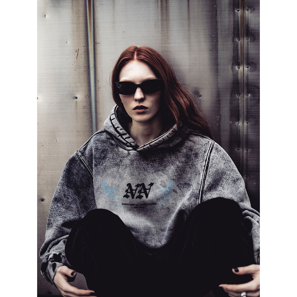 FADED BLEACH HOODIE(ASH)