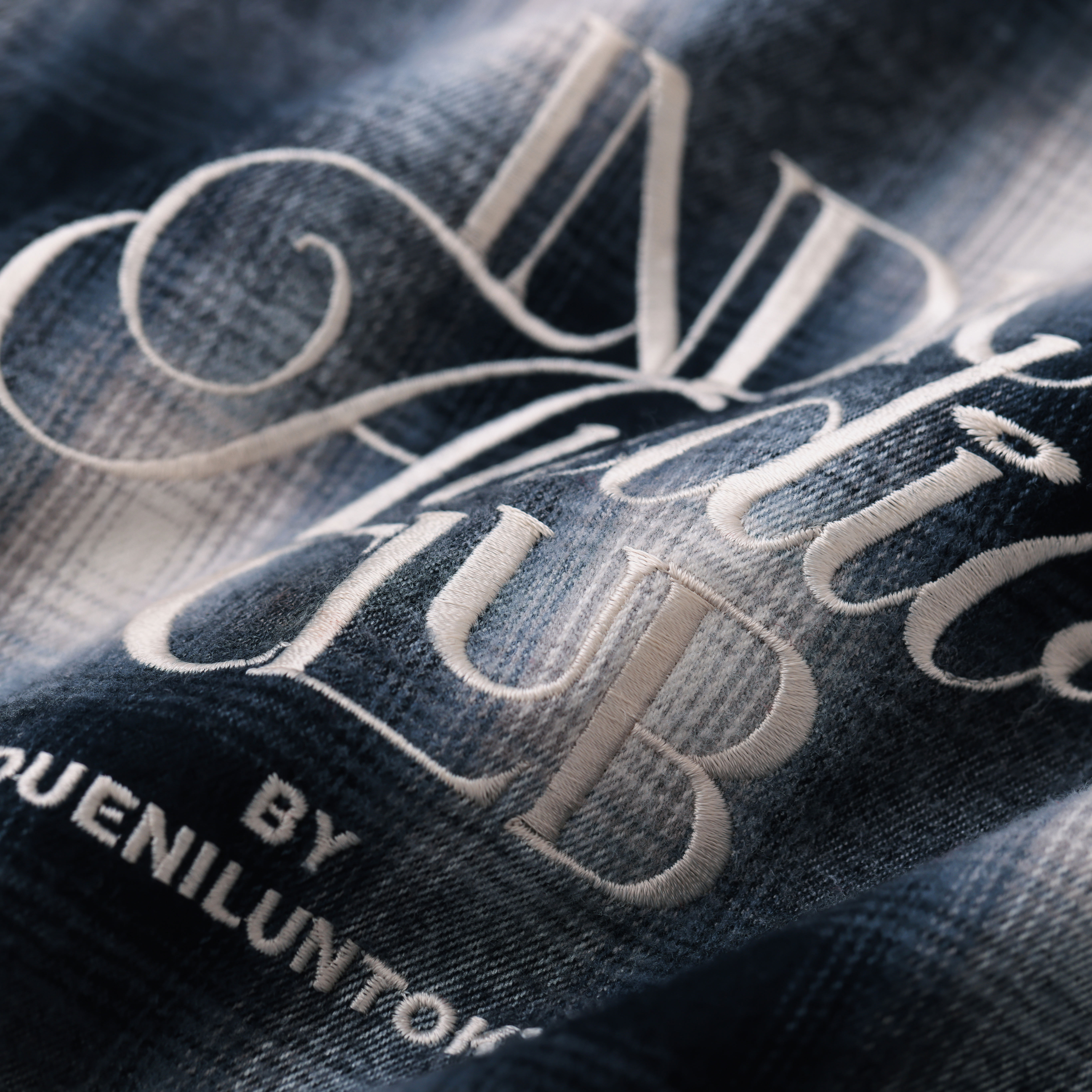 EMBROIDERY CHECK SHIRT / BLACK