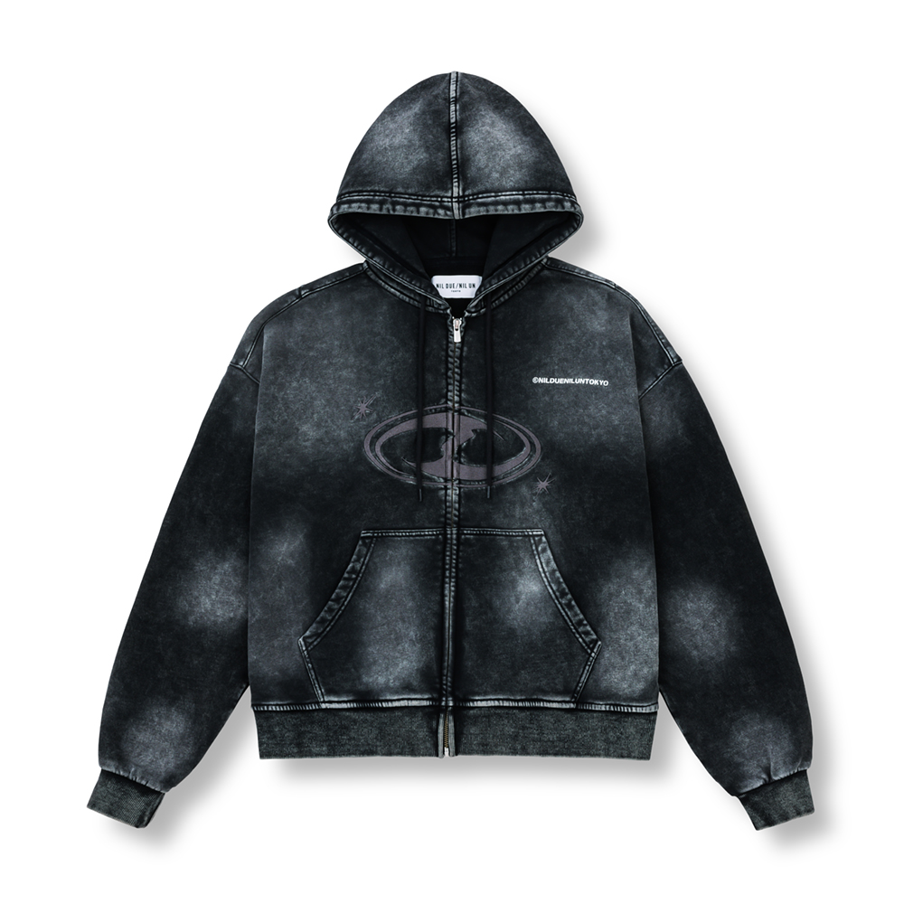 FADE WASH ZIP HOODIE / FADED BLACK