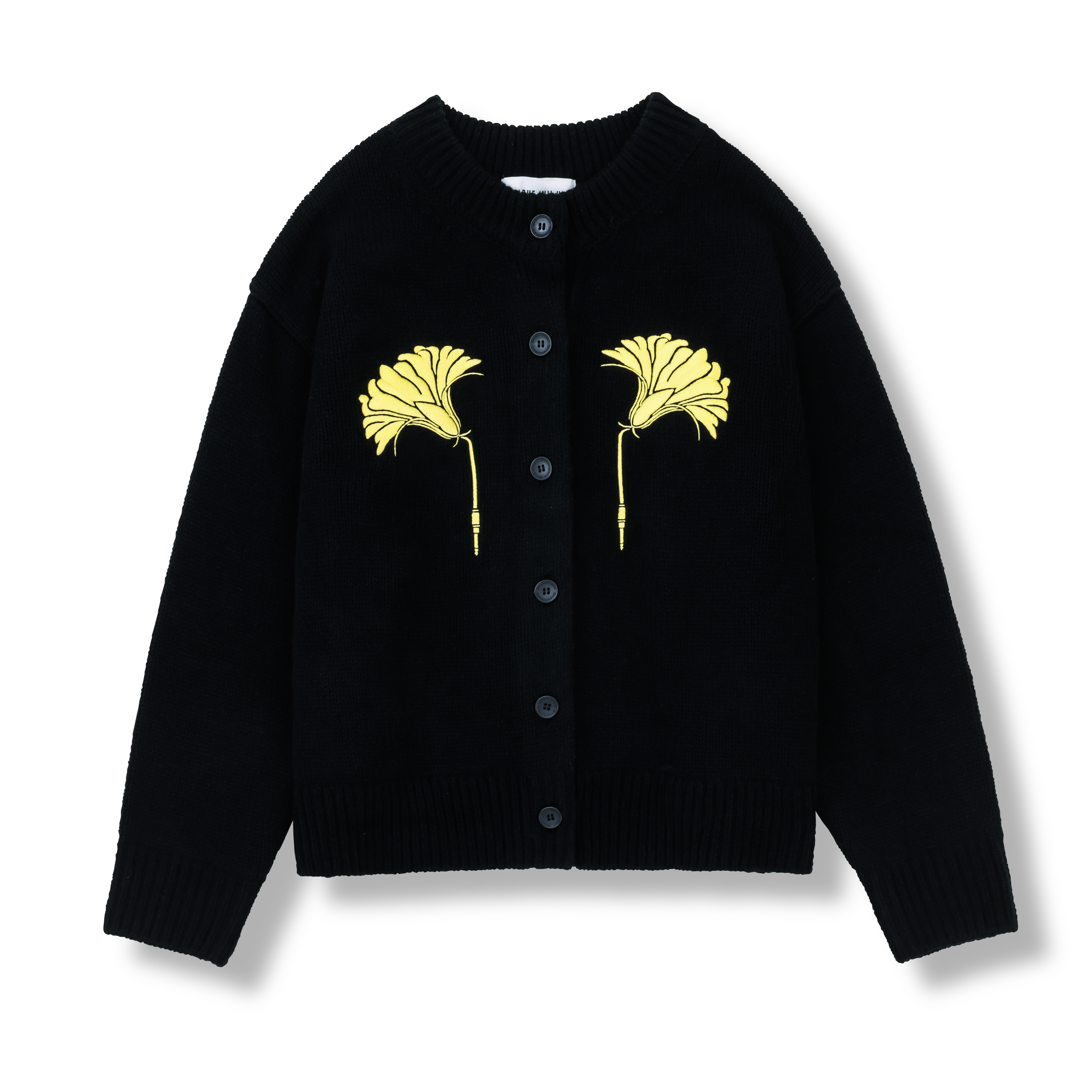 EMBROIDERY KNIT CARDIGAN / BLACK