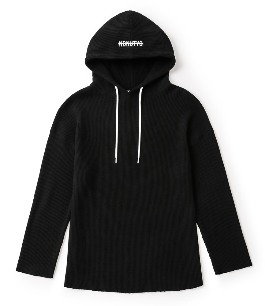 PULLOVER WAFFLE HOODIE / BLK